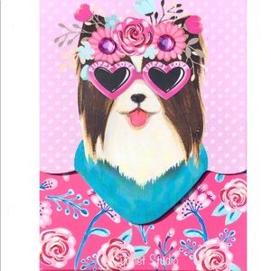 Punch Studio Floral Crown Puppy Love Glitter Embellished Mini Notepad (74042)
